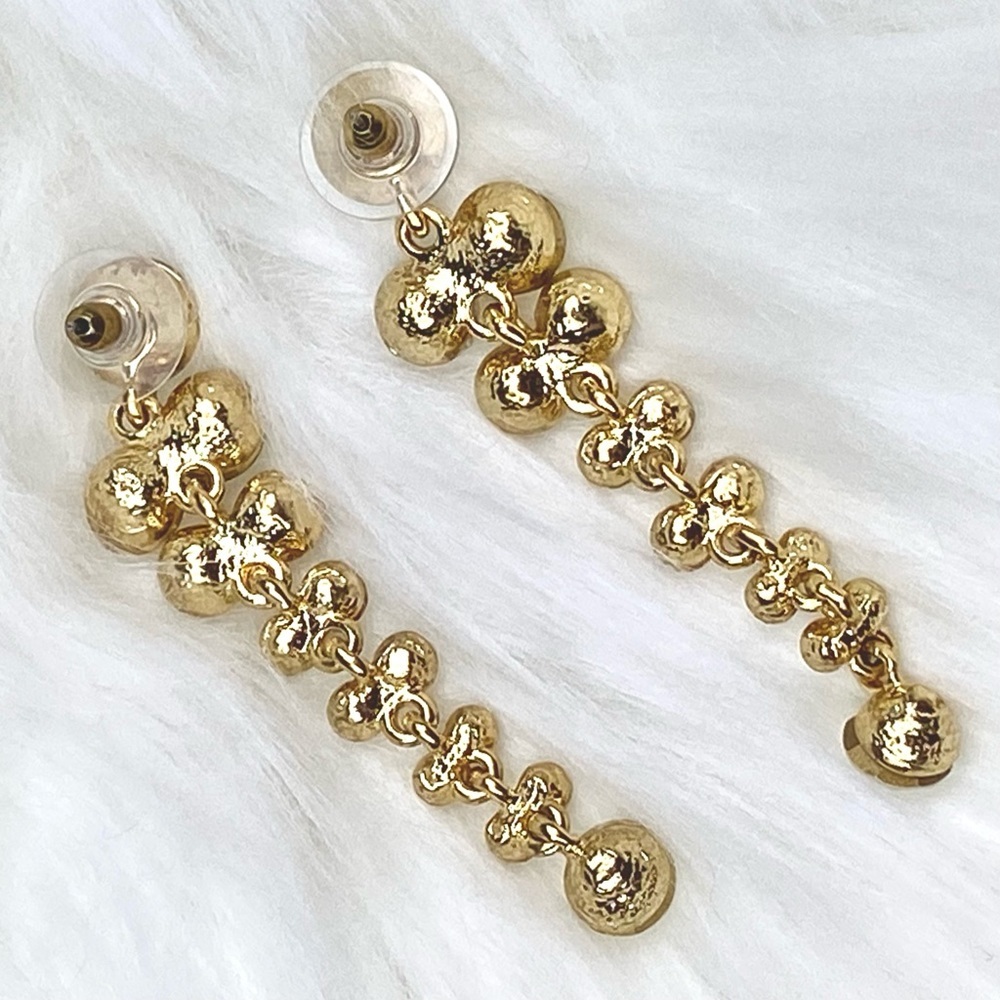 INCREDIBLE Extra Long Clear Rhinestone Rivoli Drop Earrings Formal Bridal Prom - Picture 5 of 6